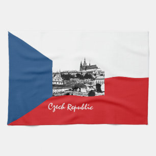 Prag och tjeckiska flagga - historiskt Czechia/spo Kökshandduk