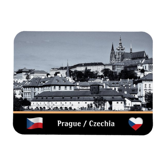 Prag, Old City & Prag Castle /Czechia Magnet (Horisontell)