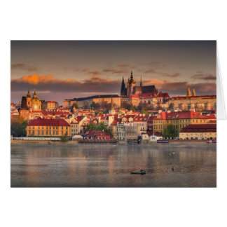 Prag Palace St.Vitus-katedral på morgonen Hälsningskort