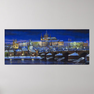 Prag Panorama Charles Bridge Prag Castle Poster