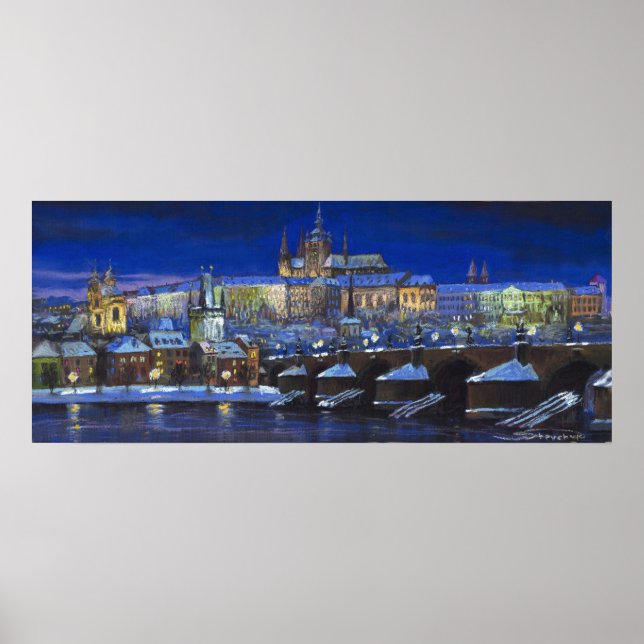 Prag Panorama Charles Bridge Prag Castle Poster (Framsidan)