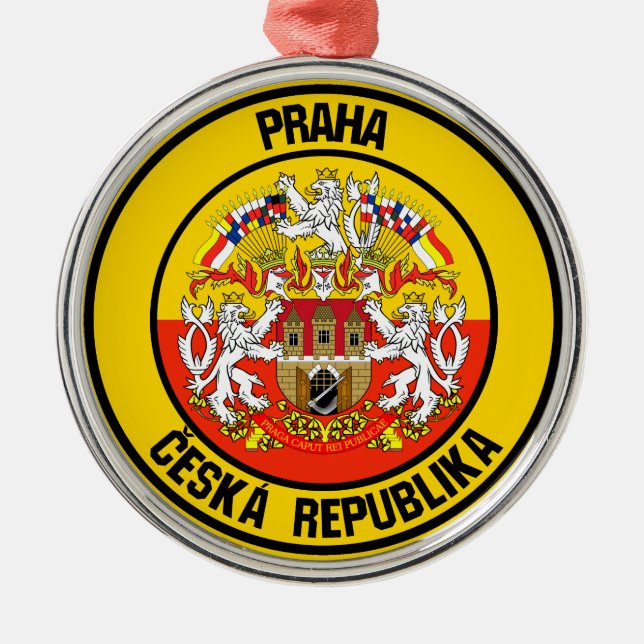 Prag Round Emblem Julgransprydnad Metall (Framsidan)