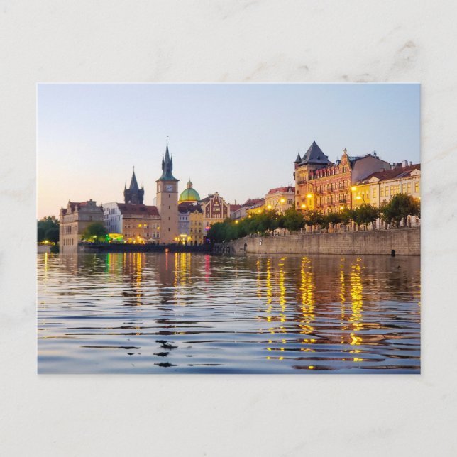 Prag sett från Vitavafloden Vykort (Framsida)