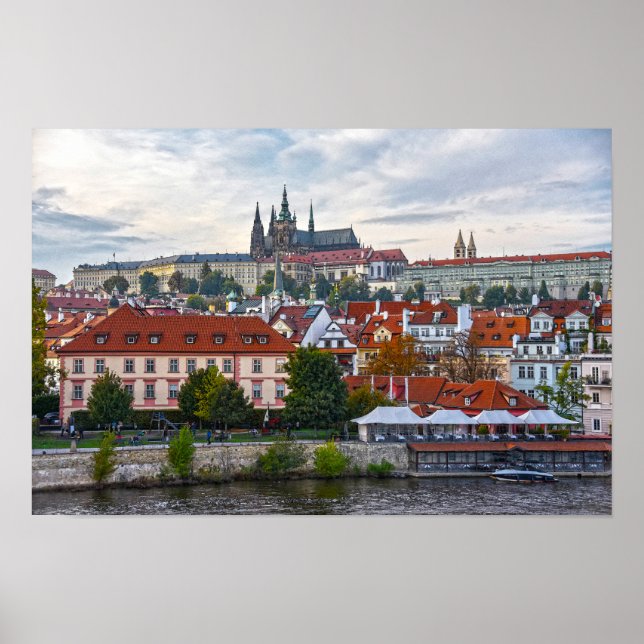 Prag slott med utsikt över Prag, Tjeckien Poster (Framsidan)