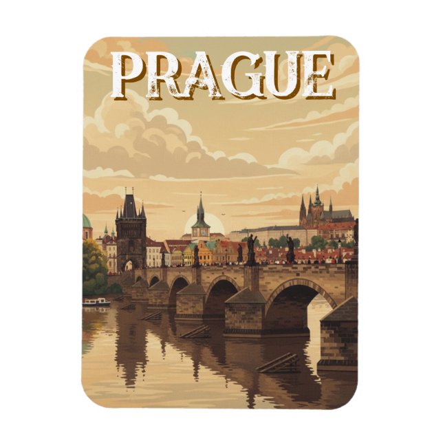 Prag slott och Charles Bridge Resa Magnet (Vertikal)