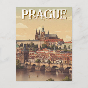 Prag slott och Charles Bridge Resa Vykort