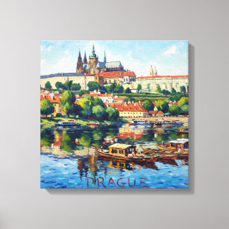 Prag slott och flod scen duk konst canvastryck