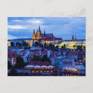Prag slott på kvällen, Prag, Tjeckien Vykort