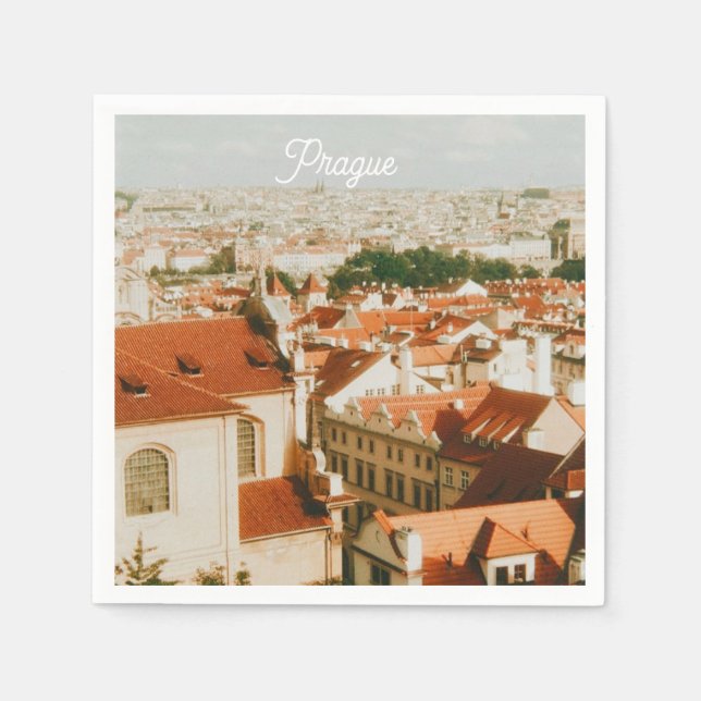 Prag Stadssilhuett Souvenir Pappersservett (Framsidan)