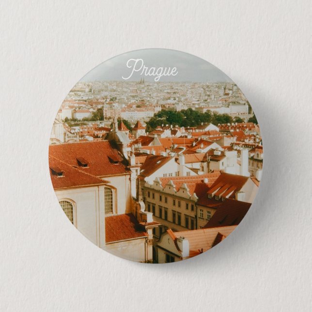 Prag Stadssiluett Souvenir Knapp (Framsida)