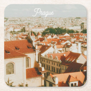 Prag Stadssiluett Souvenir Underlägg Papper Kvadrat