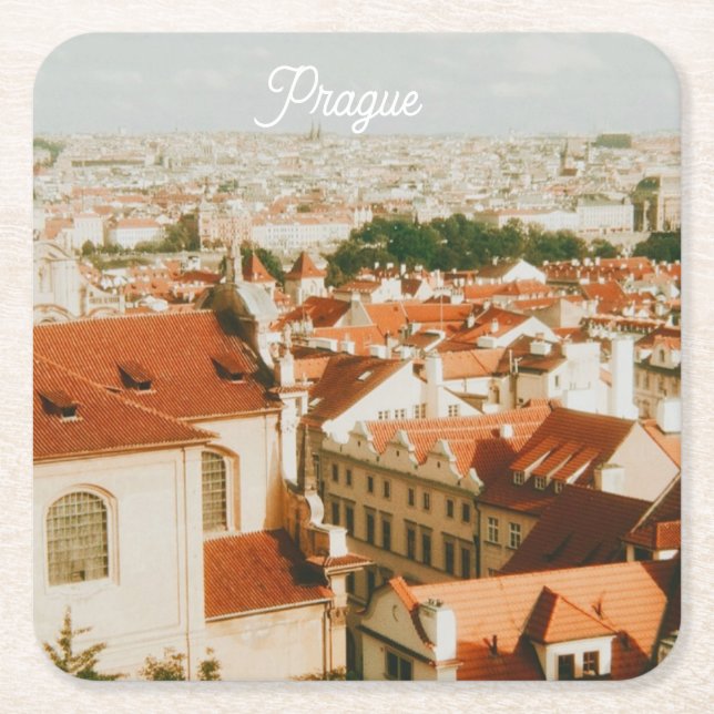 Prag Stadssiluett Souvenir Underlägg Papper Kvadrat (Framsidan)