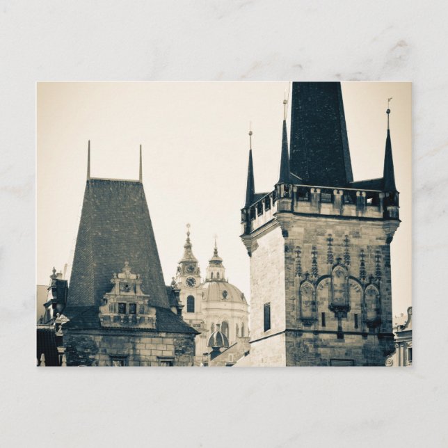 Prag, Tjeckien - Charles Bridge Torn Grind Vykort (Framsida)