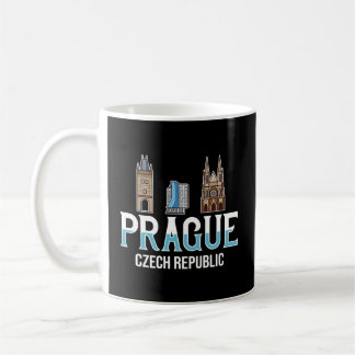 Prag Tjeckien City Skyline Karta Travel Kaffemugg