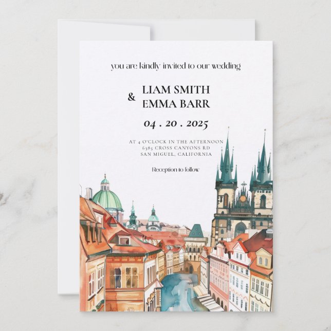 Prag Tjeckien Destination Bröllop Inbjudningar (Framsida)