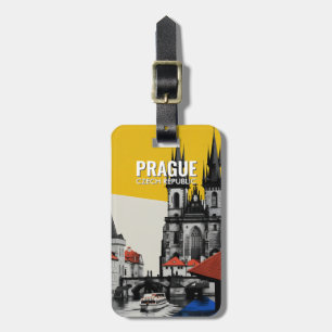 Prag Tjeckien Gamla Stan Bostadspanorama Collage Bagagebricka