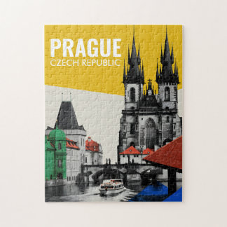 Prag Tjeckien Gamla Stan Bostadspanorama Collage Pussel