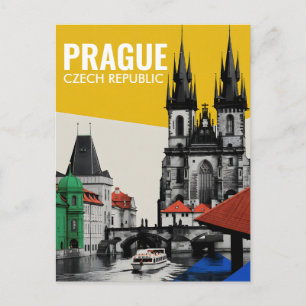 Prag Tjeckien Gamla Stan Bostadspanorama Collage Vykort