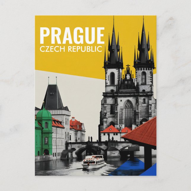 Prag Tjeckien Gamla Stan Bostadspanorama Collage Vykort (Framsida)