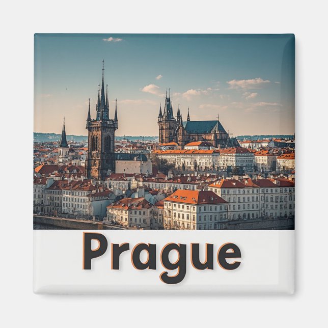 Prag Tjeckien Gamla Stanen Resa Souvenir 🗺️ Magnet (Framsidan)