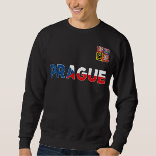 Prag Tjeckien Heart Flagga Lejon Jacka i Arm Lång Ärmad Tröja