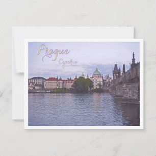 Prag, Tjeckien, Karlsbron, Skymning Vykort