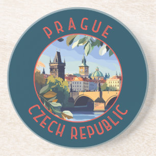 Prag Tjeckien Retro slitna cirkel Underlägg