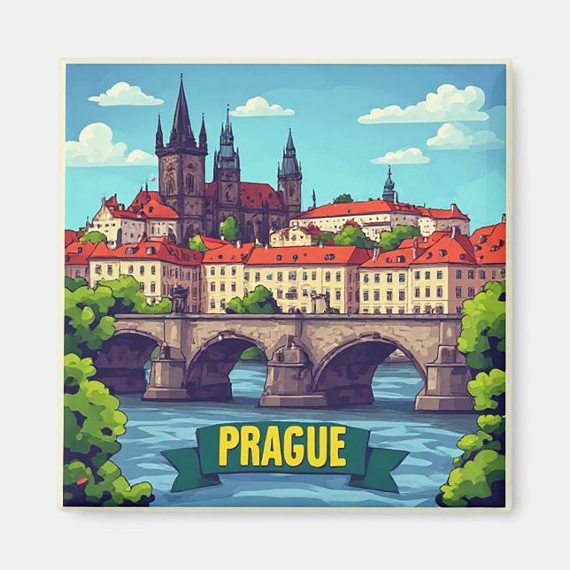 🧲 Prag Tjeckien Semesterpresent För Tri Magnet (Framsidan)