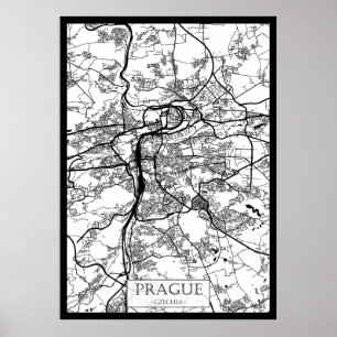 Prag Tjeckien Stadskarta Poster