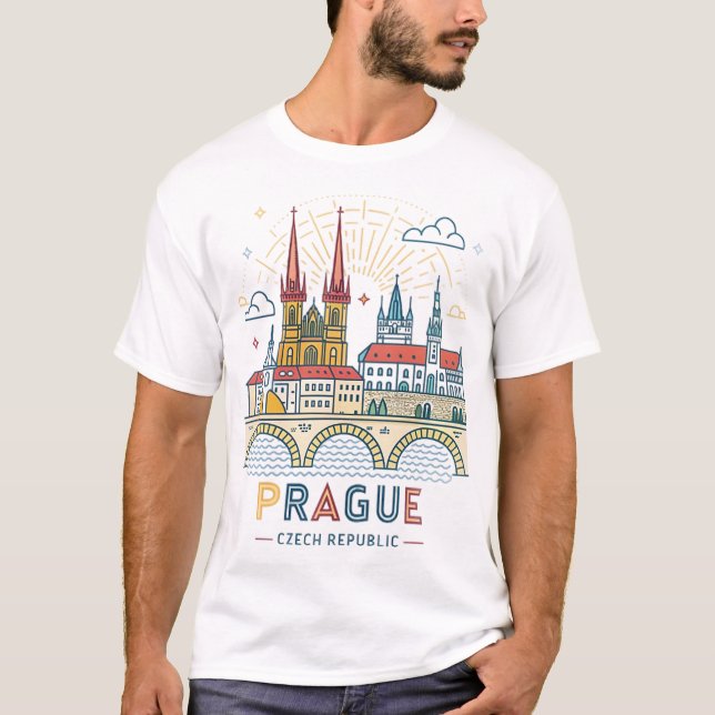 Prag, Tjeckien T Shirt (Framsida)