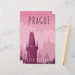 Prag Tjeckien vintage resemålning affisch