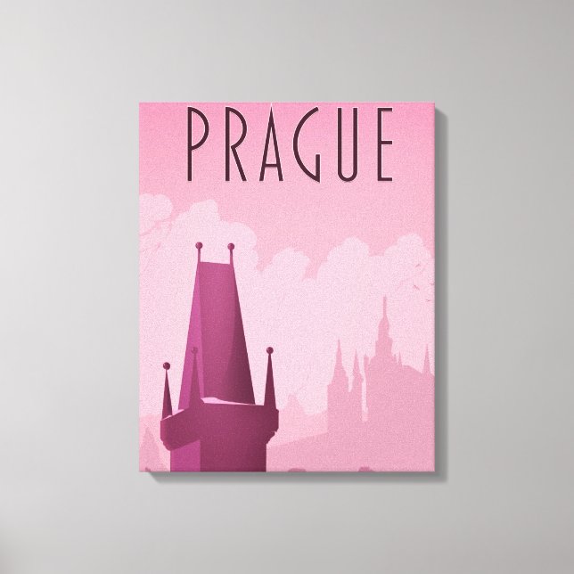 Prag Tjeckien vintage resemålning affisch Canvastryck (Framsida)
