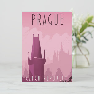 Prag Tjeckien vintage resemålning affisch Inbjudningar