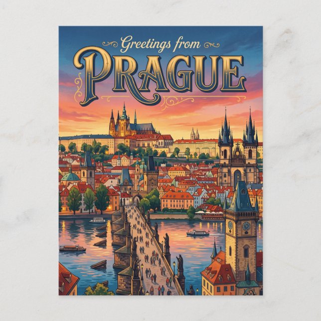 Prag Tjeckien Vykort (Framsida)