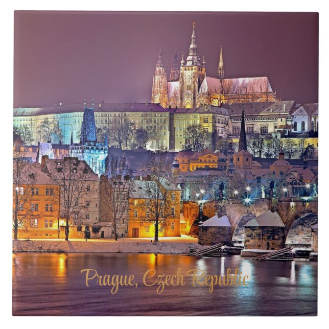 Prag, Tjeckiens cityscape Kakelplatta (Framsidan)