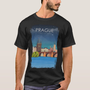 Prag Tjeckiska republiken Bridge Vintage Minimal R T Shirt