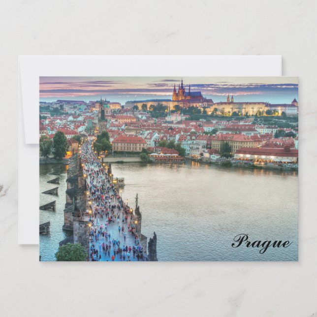 Prag Tjeckiska republiken Charles Bridge Flat Card (Framsida)