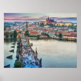 Prag Tjeckiska republiken Charles Bridge Travel Poster