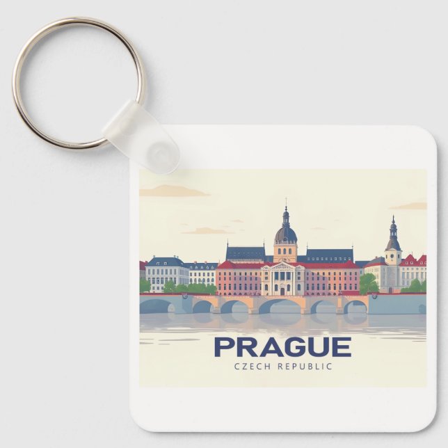 Prag Tjeckiska republiken Pastel Travel Nyckelring (Framsida)