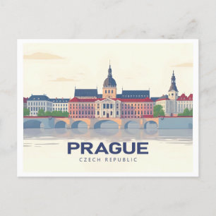 Prag Tjeckiska republiken Pastel Travel Vykort