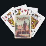 Prag Tjeckiska republiken Travel Art Vintage Casinokort<br><div class="desc">Träningskonstruktion för Prag-retrovektor. Prag,  Tjeckiens huvudstad,  är knuten till floden Vltava. Det är känt för sitt gamla torget.</div>