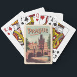 Prag Tjeckiska republiken Travel Art Vintage Casinokort<br><div class="desc">Träningskonstruktion för Prag-retrovektor. Prag,  Tjeckiens huvudstad,  är knuten till floden Vltava. Det är känt för sitt gamla torget.</div>