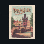 Prag Tjeckiska republiken Travel Art Vintage Fleecefilt<br><div class="desc">Träningskonstruktion för Prag-retrovektor. Prag,  Tjeckiens huvudstad,  är knuten till floden Vltava. Det är känt för sitt gamla torget.</div>