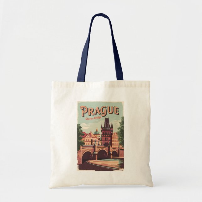 Prag Tjeckiska republiken Travel Art Vintage Tygkasse (Framsidan)