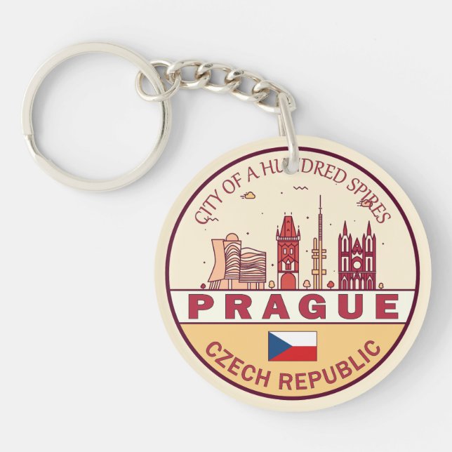 Prag Tjeckiska republikens stad Skyline Emblem (Framsidan)