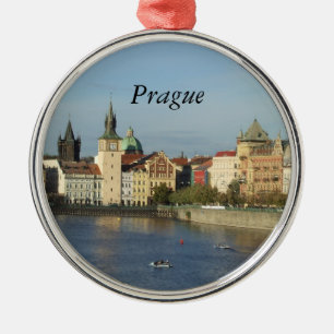Prag Tjeckiskt Present Resor Rund Prydnad Praha Julgransprydnad Metall