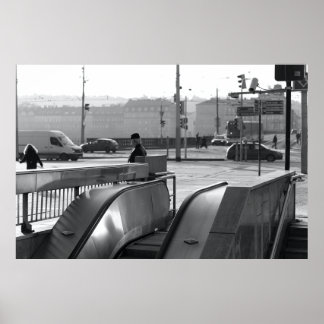 Prag Urban Noir: Escalator Light Poster