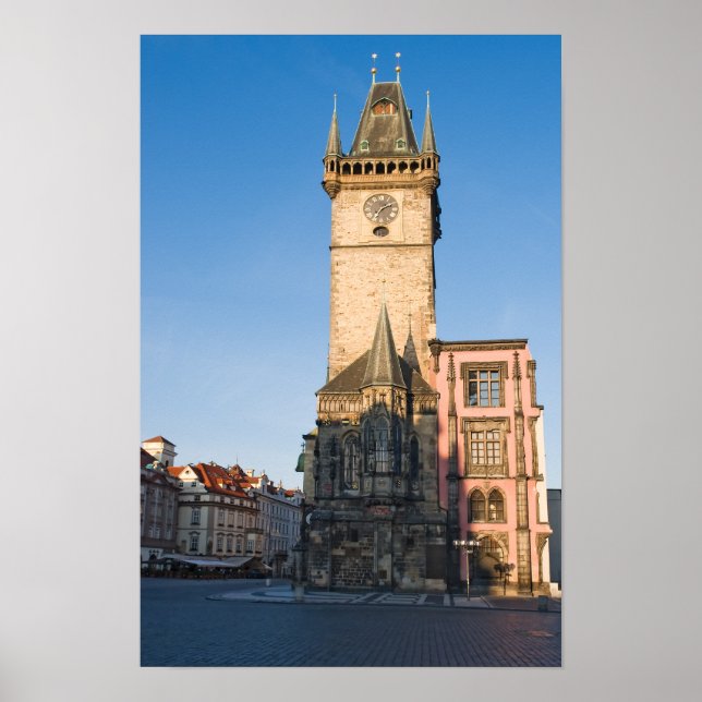 Prag utsikt över astronomiska klockan poster (Framsidan)