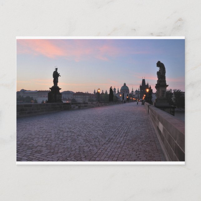 Prag vid gryningen vykort (Framsida)