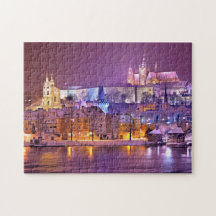 Prag vid nattliga flodkyrka, 11 x 14 tum